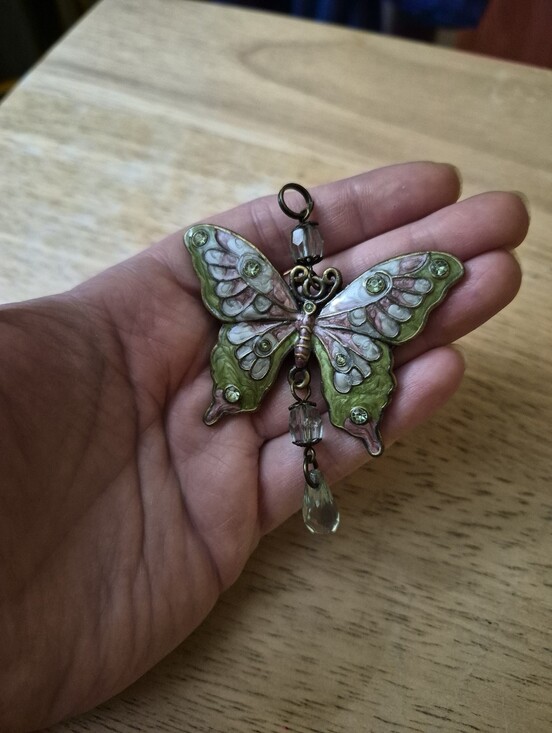 Jewelry - Enamel Multicolor Rhinestone Butterfly Necklace Pendant